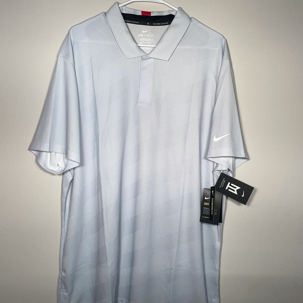 Nike Dry TW Tiger Woods Striped Golf Polo Pure Platinum CK6313-100 Men’s XXL